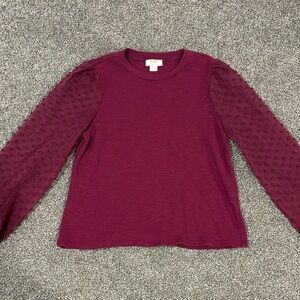 Maeve by Anthropologie Sheer-Sleeve Textured Top